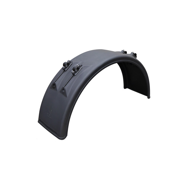 Hinterrad-Kotflügel H-PE 61.1300.21-IKK RO, Polyethylen, schwarz, integrierte Kotflügelkonsole stufenlos verstellbar, inkl. Befestigungsschelle für Rohr-Ø 40 - 42 mm, 610 × 650...