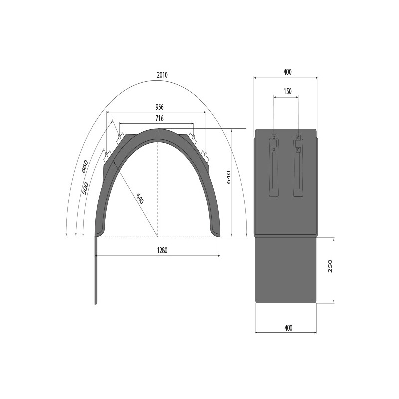 Hinterradkotflügel H-PE 40.1280.20-IKK AS 250 SG, schwarz, inkl. Befestigungsschellen