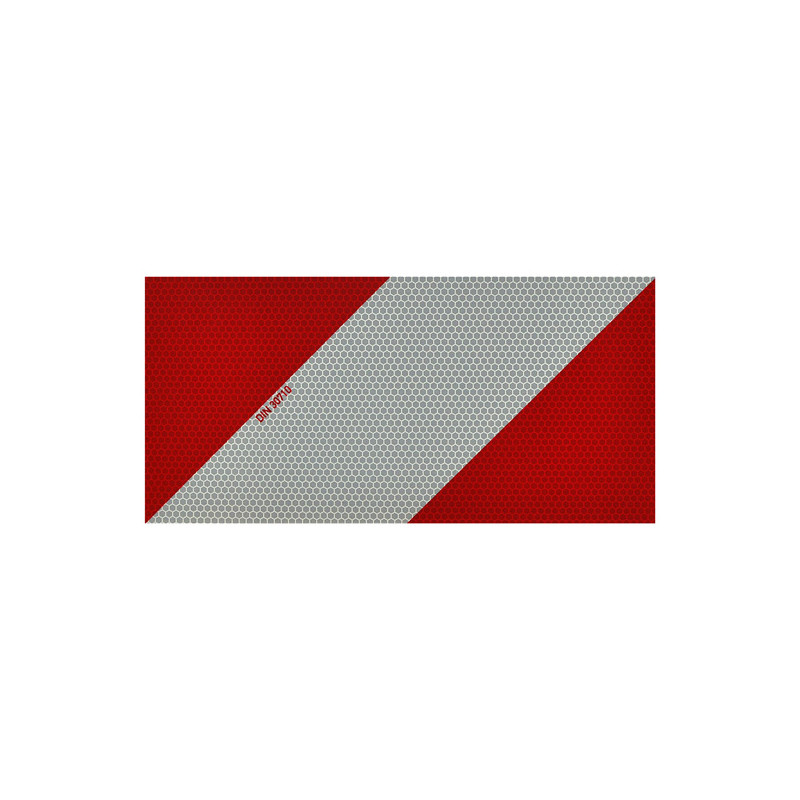 Kfz-Warnmarkierungen Magnetfolie, Einzelstreifen, linksweisend, 141 × 282 mm, Typ II, retroreflektierend RA2/B, weiß-rot, gemäß DIN 30710