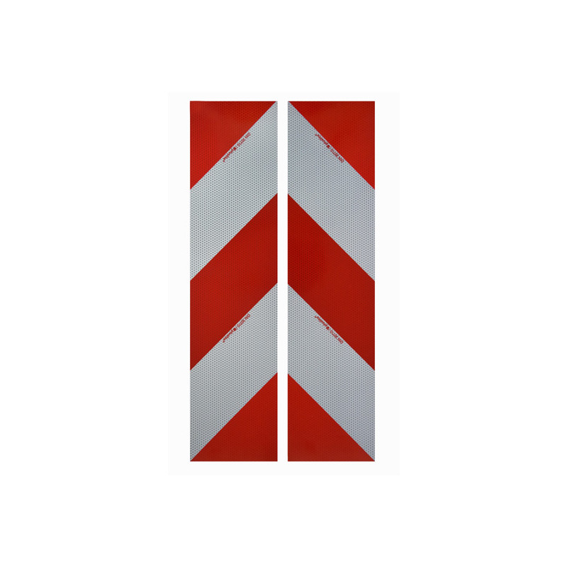 Kfz-Warnmarkierungen Magnetfolie, Satz (4 linksweisend/4 rechtsweisend), 141 × 705 mm, Typ II, Reflexfolie RA2/B, weiß-rot, gemäß DIN 30710