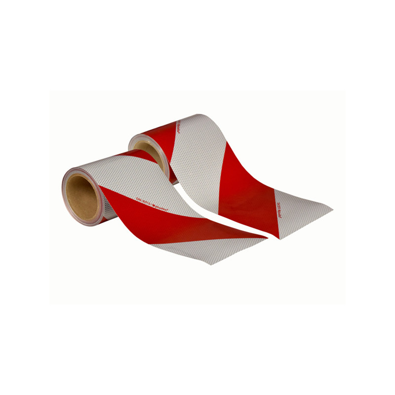 Kfz-Warnmarkierungen Witte pluslite®, Einzelrolle, linksweisend, Breite 282 mm, Länge 9,0 m, Typ II, Reflexfolie RA2/B, weiß-rot, gemäß DIN 30710