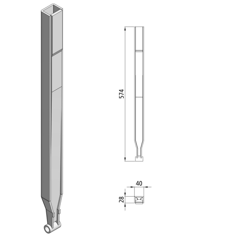 Kinnetop Rohr für 800 - 1200 mm Rungen, Stahl roh