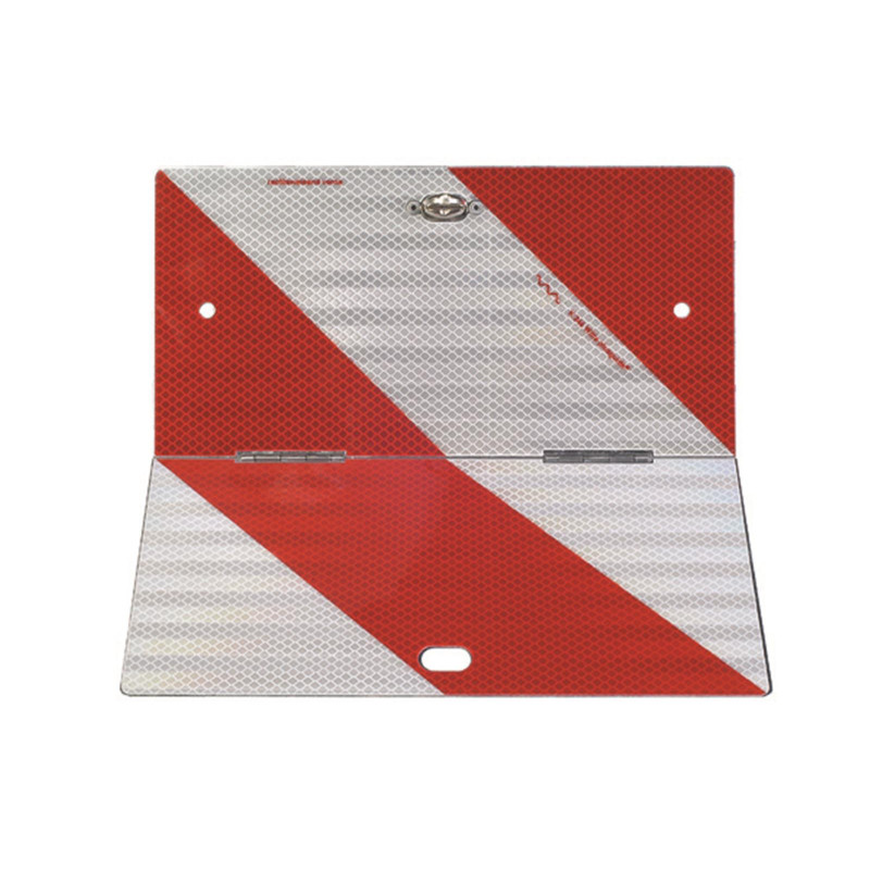 Parkwarntafel klappbar, 285 × 285 mm, Stahlblech ohne Kantenschutz, Typ III, retroreflektierend RA3/C, weiß-rot, linksweisend, bauartgeprüft, gemäß DIN 11030,DIN 30710 und RA2...