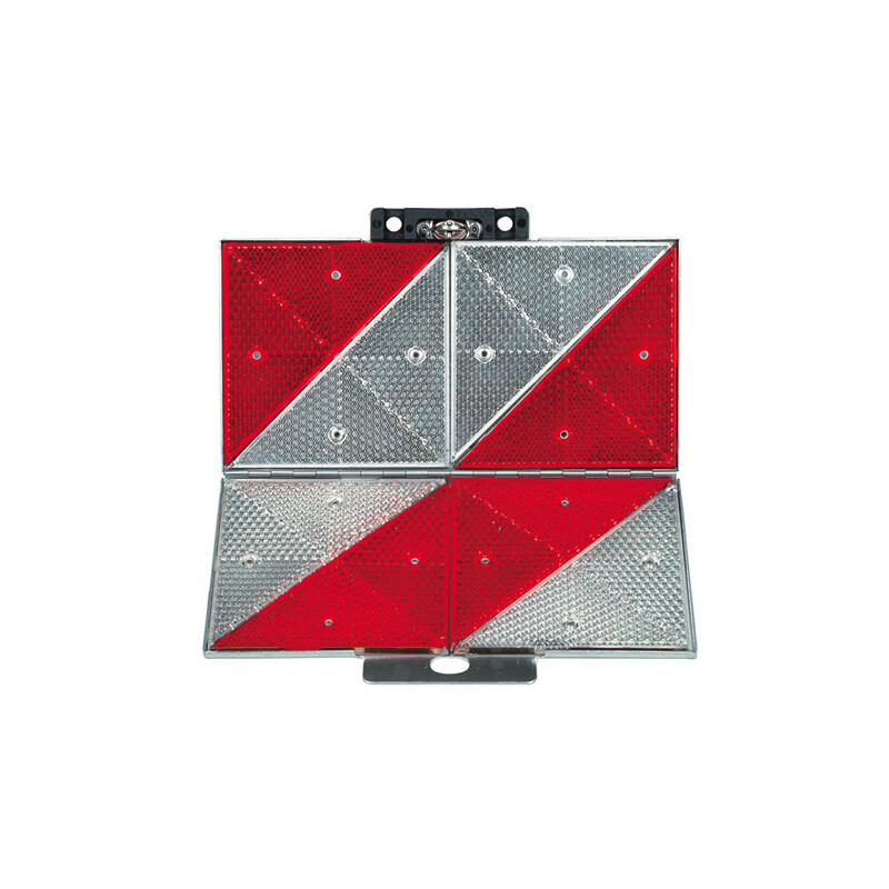 Parkwarntafel klappbar, 285 × 285 mm, Stahlblech, Prismenrückstrahler, weiß-rot, linksweisend
