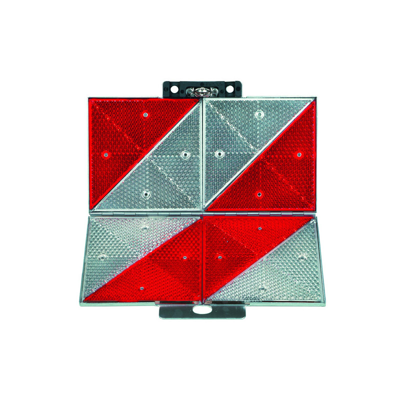 Parkwarntafel klappbar, 285 × 285 mm, Stahlblech, Prismenrückstrahler, weiß-rot, rechtsweisend