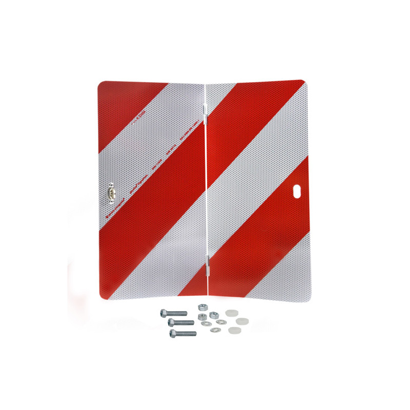 Parkwarntafel klappbar, 423 × 423 mm, rechtsabweisend, Stahlblech ohne Kantenschutz, Typ II, retroreflektierend RA2/B, weiß-rot, links- und rechtsabweisend, bauartgeprüft, gemäß...