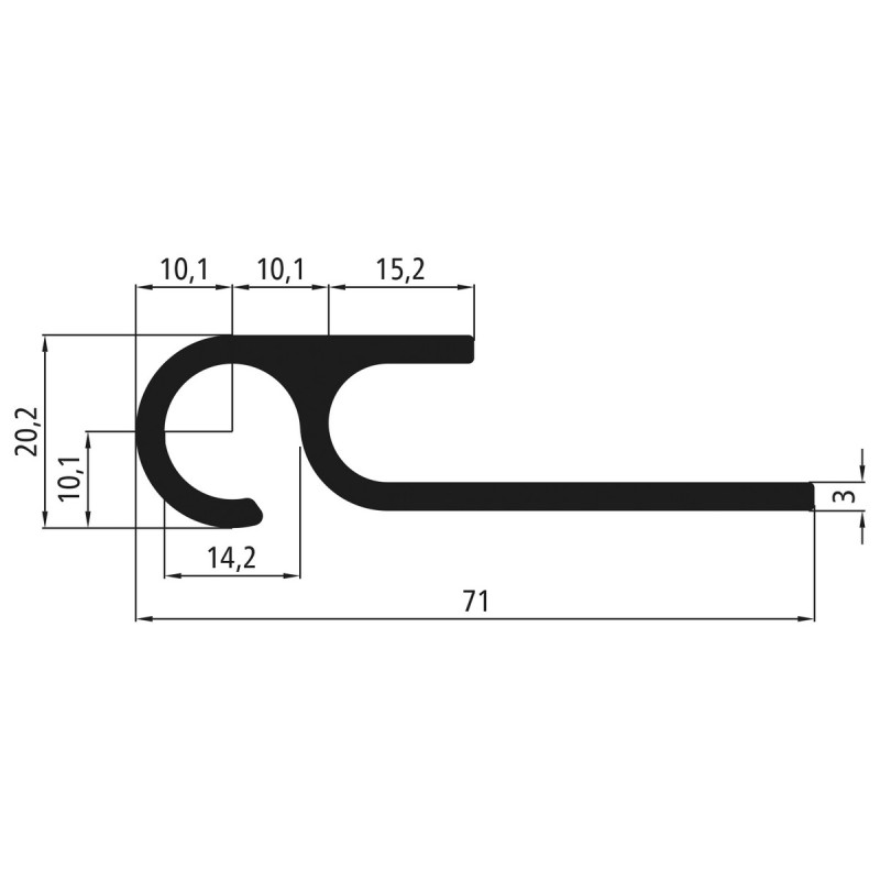 Planen-Spannhaken Aluminium eloxiert, Länge 3100 mm
