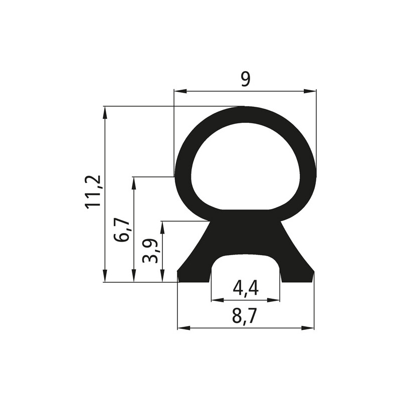 PVC-Dichtung für Kinnegrip K20 Einfassung, Rolle 10 m