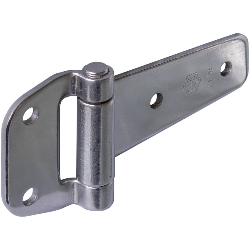 Seitentürscharnier, rostfrei, L 140 mm, B 39/63 mm, H 9 mm