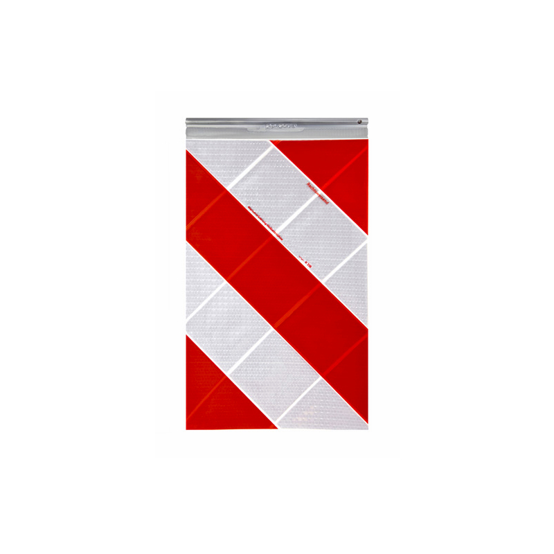 Warnfahne für Hubladebühnen, 250 × 400 mm, rechtsabweisend, PVC-Gewebe, Typ II, retroreflektierend RA2/C, weiß-rot, bauartgeprüfte mikroprismatische Folie Witte plusmatic®