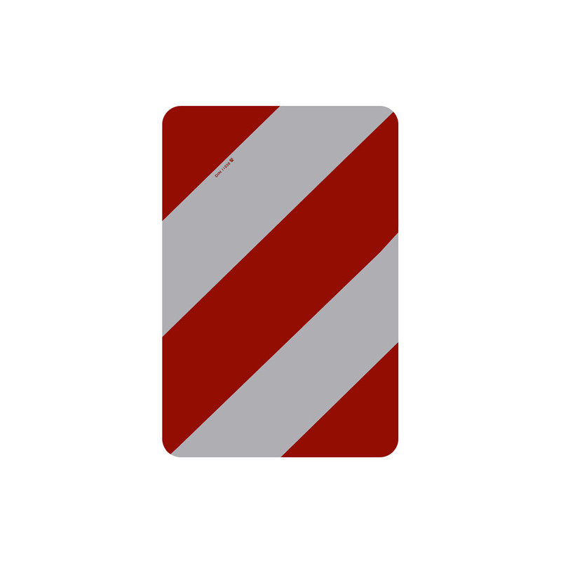 Warntafel starr, 282 × 423 mm, linksweisend, selbstklebende Folie, Typ I, retroreflektierend RA1/A, weiß-rot