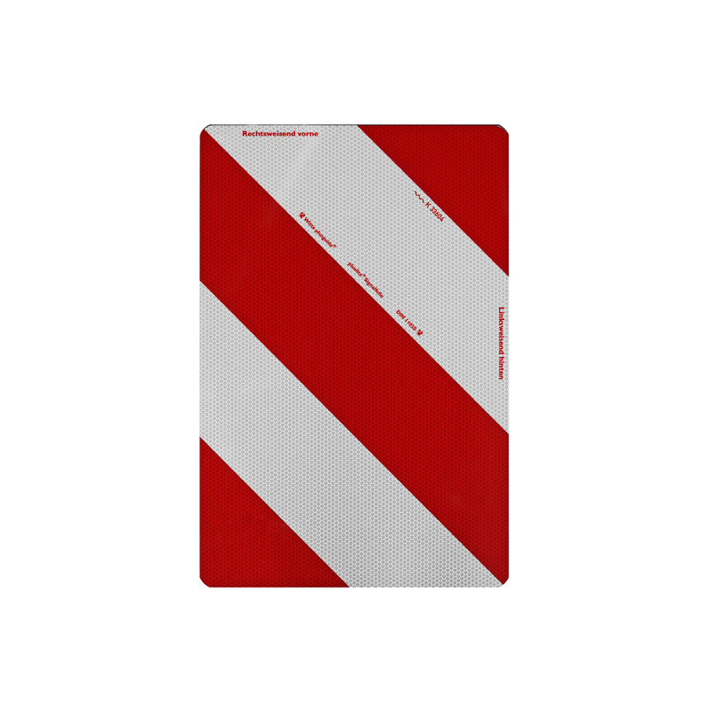 Warntafel starr, 282 × 564 mm, rechtsweisend, selbstklebende Folie, Typ II, retroreflektierend RA2/B, weiß-rot