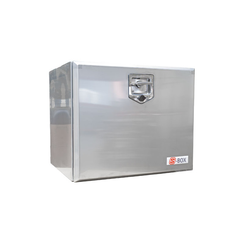 Werkzeugkasten S-Box S, Edelstahl matt, 1,5 mm, 600 × 600 × 600 mm (b × h × t), 1 Drehriegelverschluss (T-Griff) aus Edelstahl, abschließbar, Gummidichtung, Deckelöffnung...
