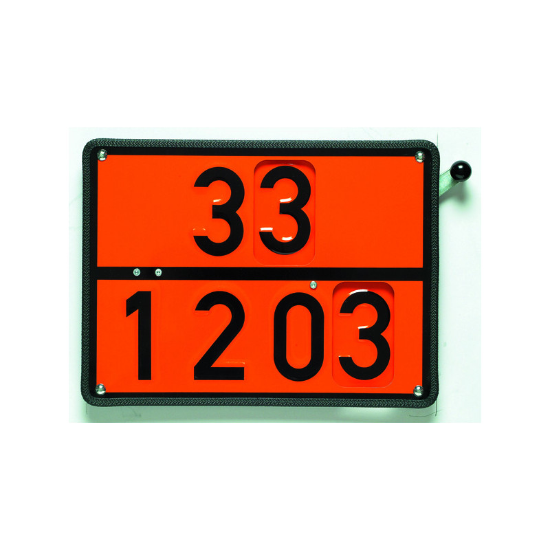 Zweistoff-Drehtafel starr, mit Prägung 33/1203 bzw. 30/1202, 400 × 300 mm, Stahlblech ohne Kantenschutz, mit Halter, Typ I, retroreflektierend RA1/A, orange mit schwarzem Rand,...