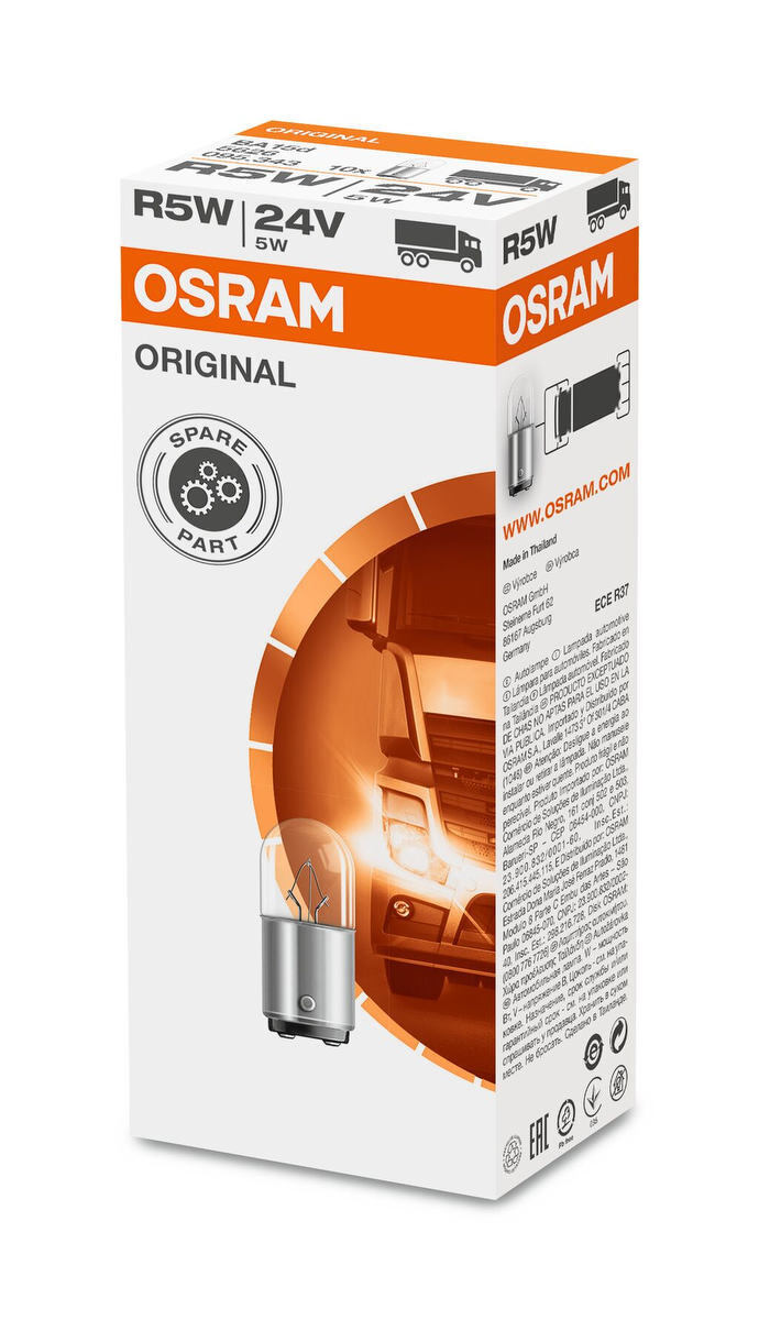 10 OSRAM ORGINAL METAL BASE R5W Signallampen 50lm 5W