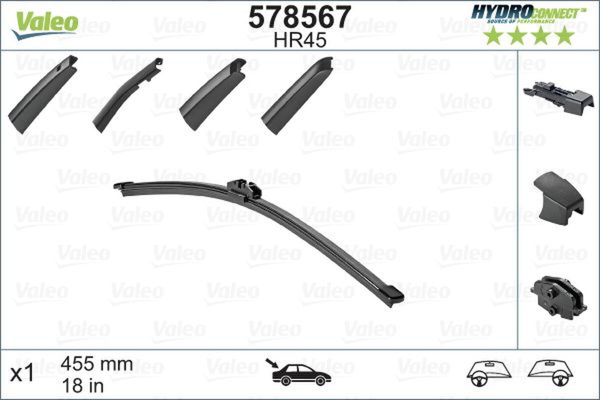 10 Wischblatt hinten 455mm VALEO für VW TRANSPORTER T5