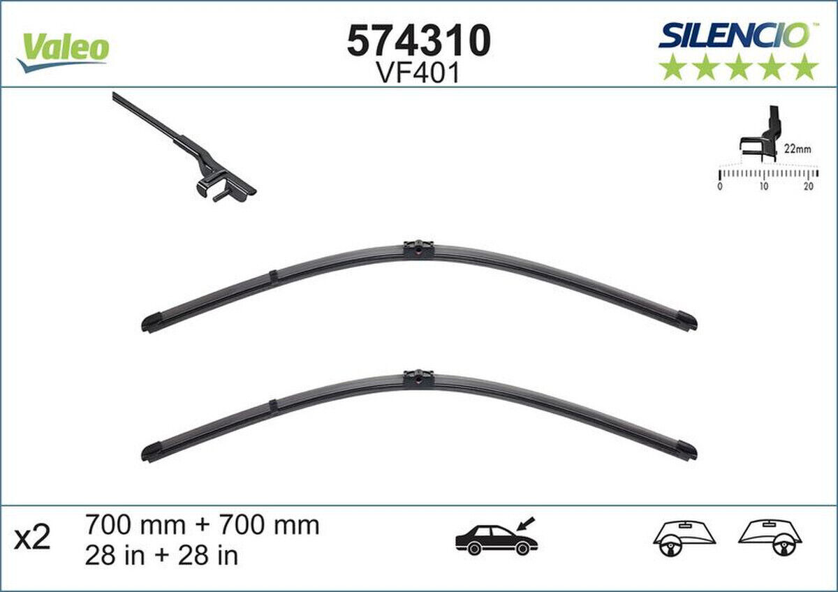 10 Wischblatt vorne Flachbalkenwischblatt VALEO für VW GOLF PLUS