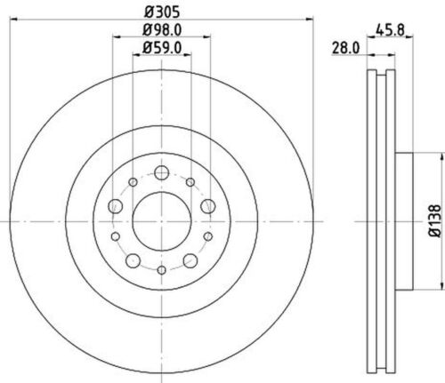 2 Bremsscheiben vorne HELLA für FIAT OPEL VAUXHALL 500L