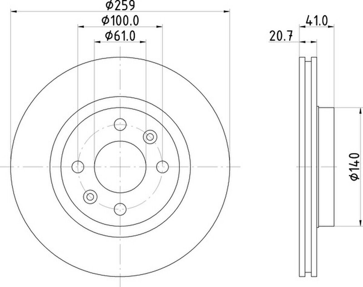 2 Bremsscheiben vorne HELLA PAGID PRO für DACIA LOGAN LADA NISSAN RENAULT MEGANE