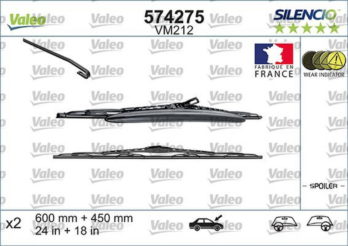 5 Wischblatt vorne optischer Verschleißwarner VALEO für RENAULT MEGANE II