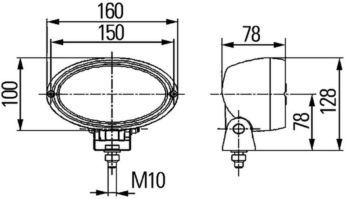 Arbeitsscheinwerfer Halogen HELLA Oval 100 weitreichende Ausleuchtung