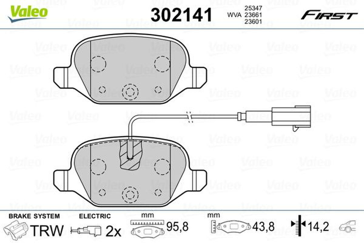 Bremsbelagsatz Scheibenbremse hinten elektrisch VALEO für ABARTH 500 / 595 / 695
