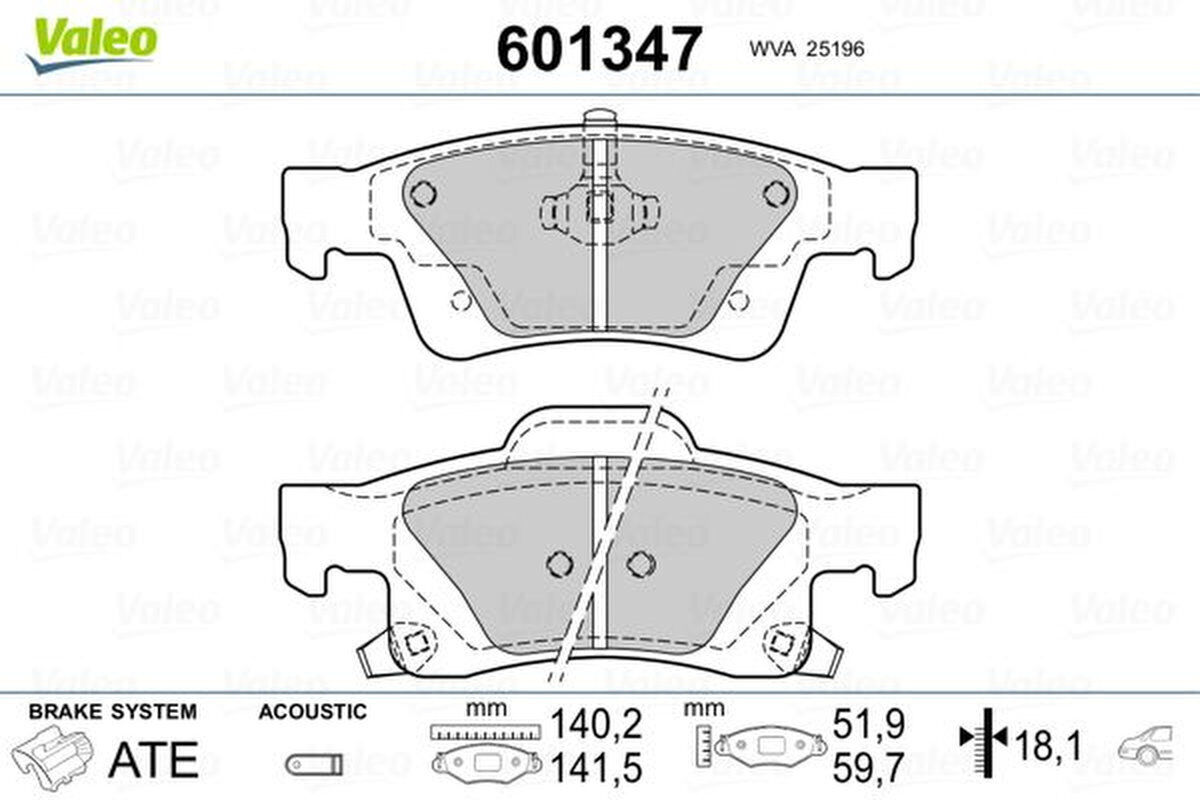 Bremsbelagsatz Scheibenbremse hinten mechanisch VALEO für JEEP GRAND CHEROKEE