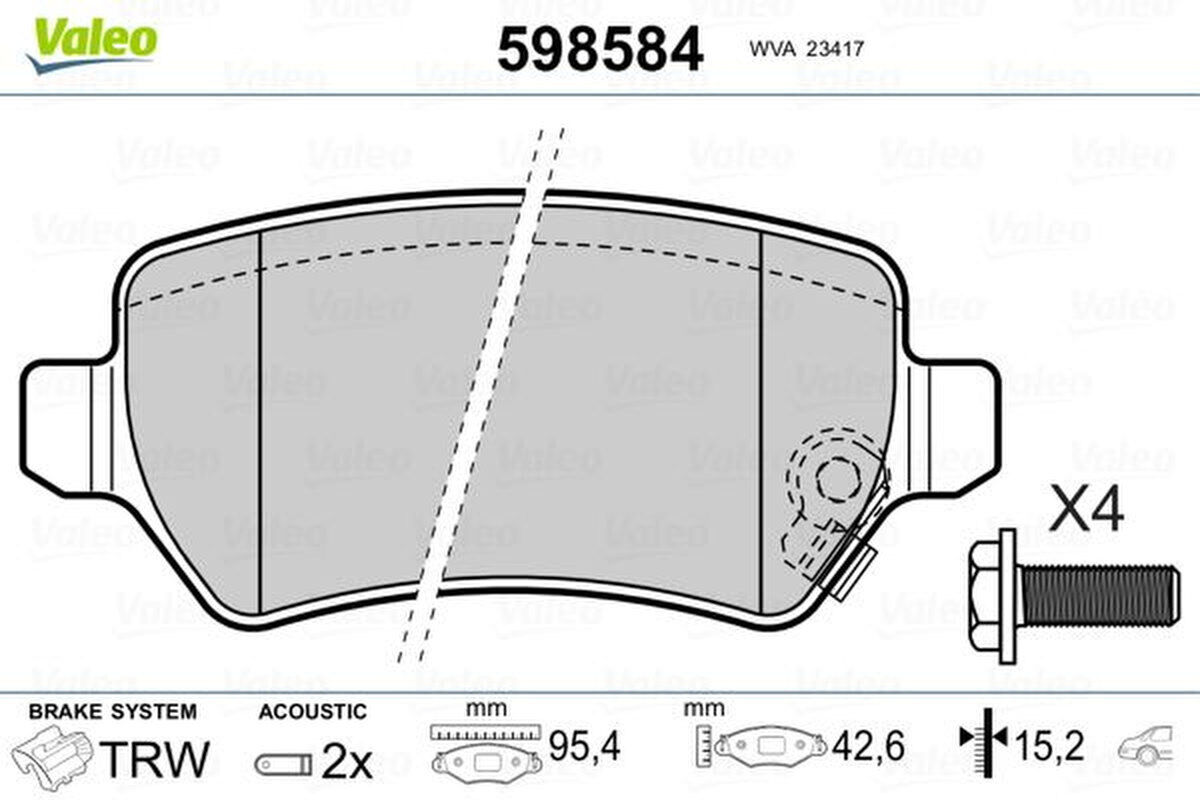 Bremsbelagsatz Scheibenbremse hinten mechanisch VALEO für OPEL ASTRA H