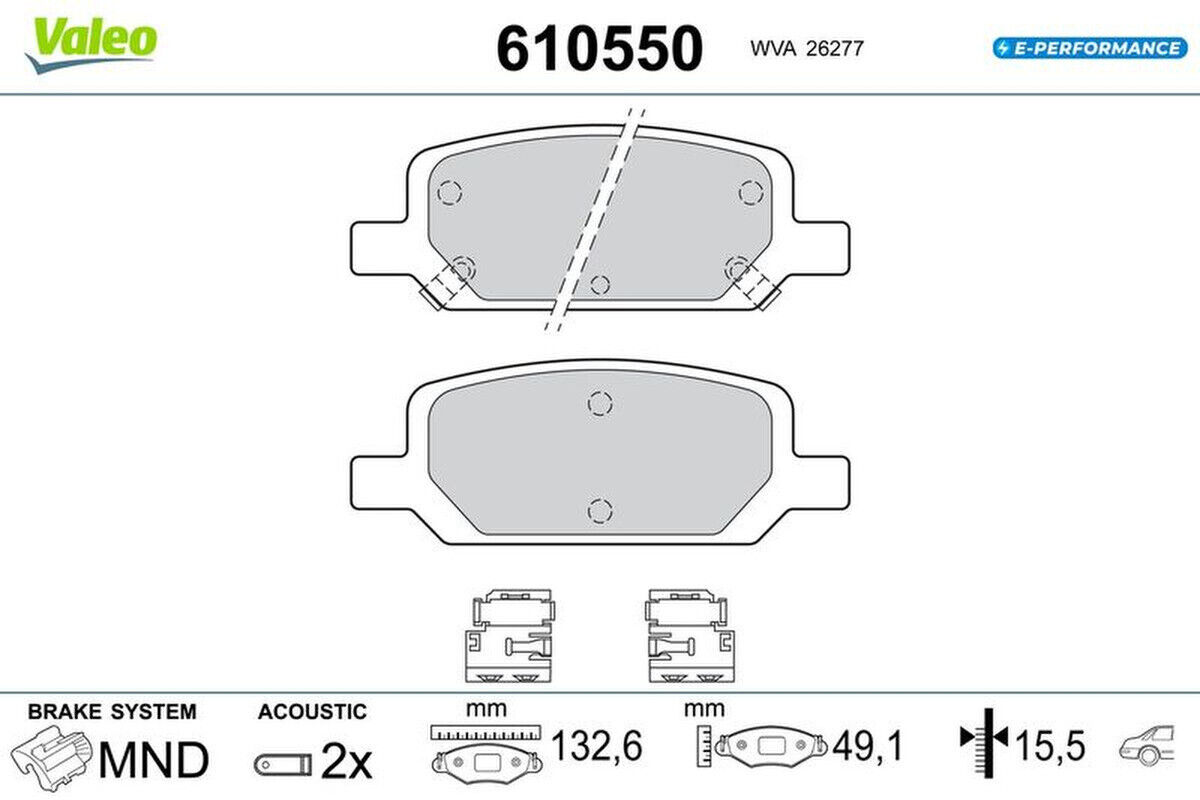 Bremsbelagsatz Scheibenbremse hinten mechanisch VALEO für TESLA MODEL 3