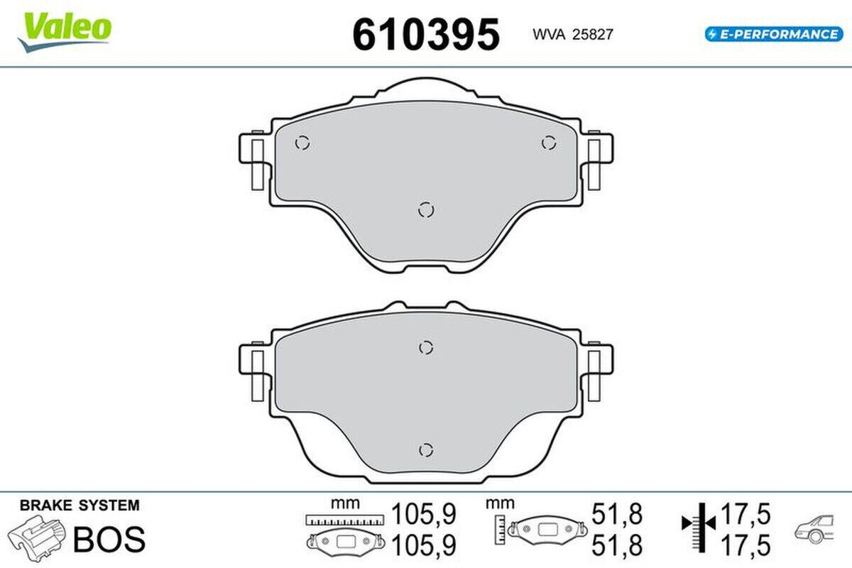 Bremsbelagsatz Scheibenbremse hinten mit Anti-Quietsch-Blech VALEO für DS DS 7