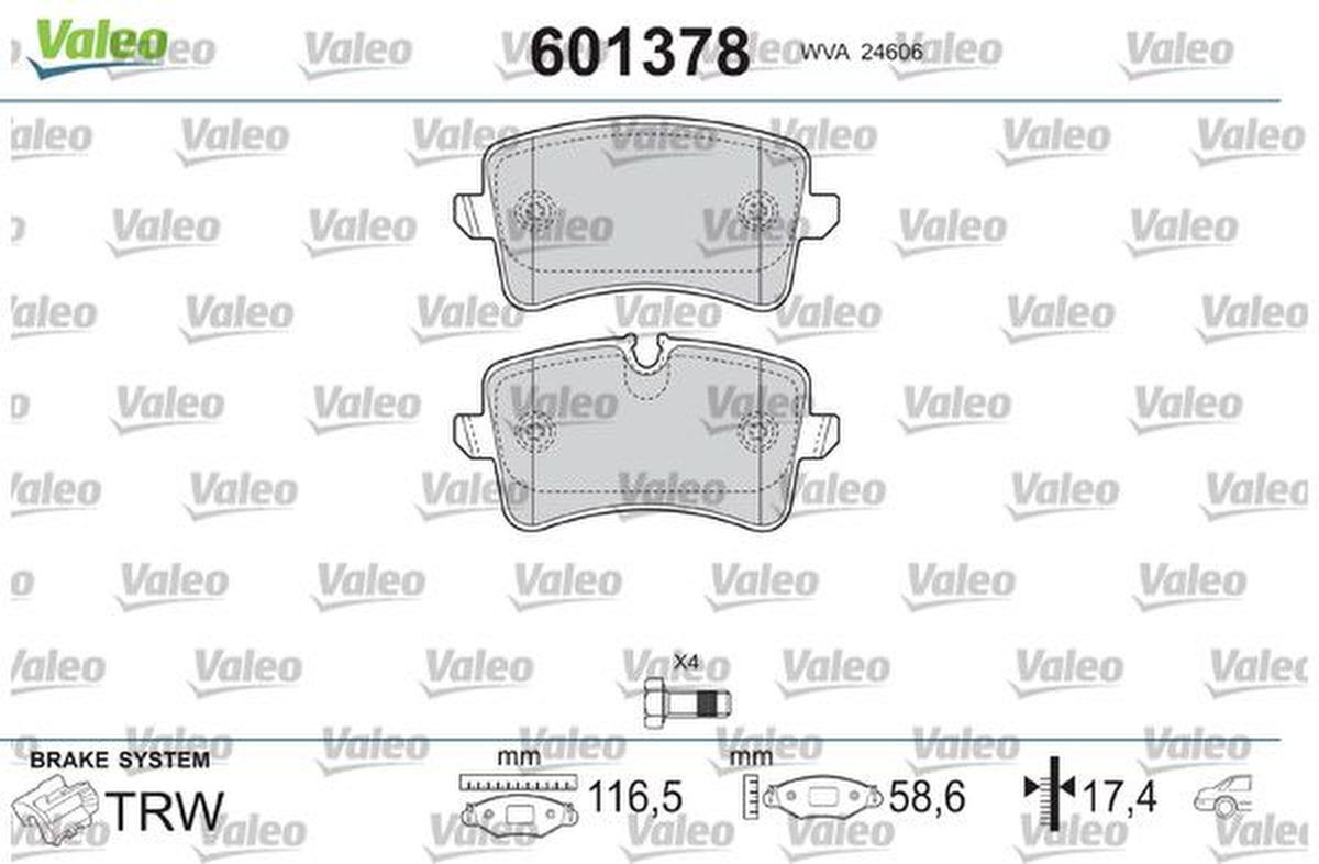 Bremsbelagsatz Scheibenbremse hinten mit Schrauben, VALEO für AUDI A4 B8