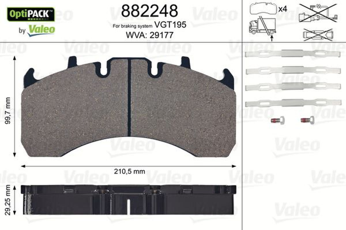 Bremsbelagsatz Scheibenbremse hinten mit Schrauben VALEO für VOLVO