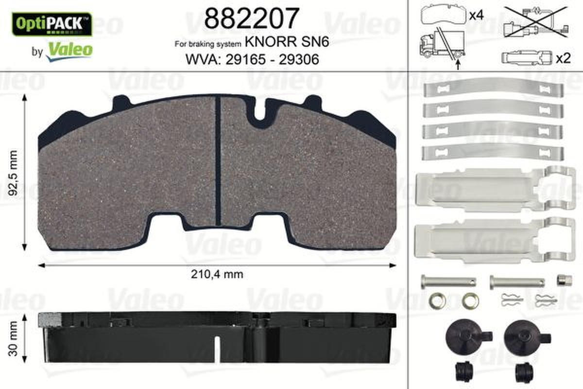 Bremsbelagsatz Scheibenbremse hinten VALEO 882207