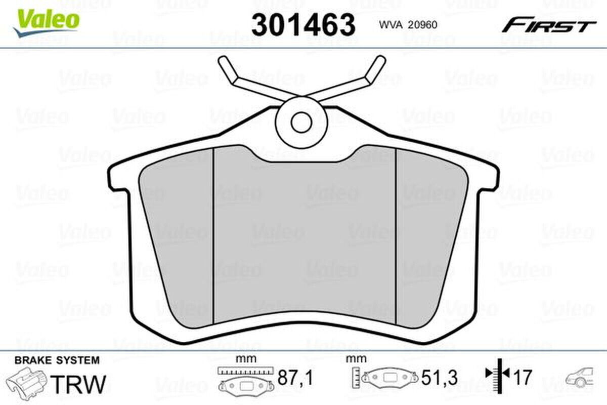 Bremsbelagsatz Scheibenbremse hinten VALEO für AUDI A4 B6