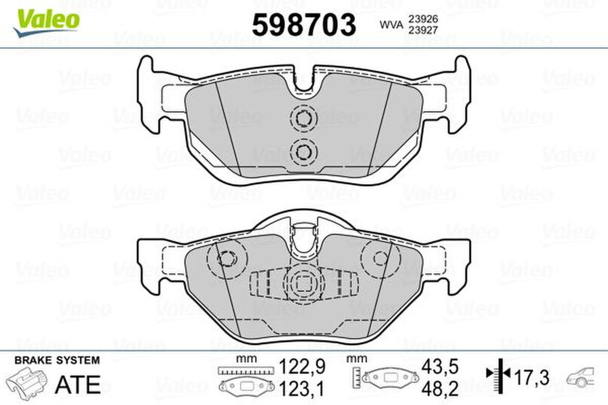 Bremsbelagsatz Scheibenbremse hinten VALEO für BMW 3 (E90)