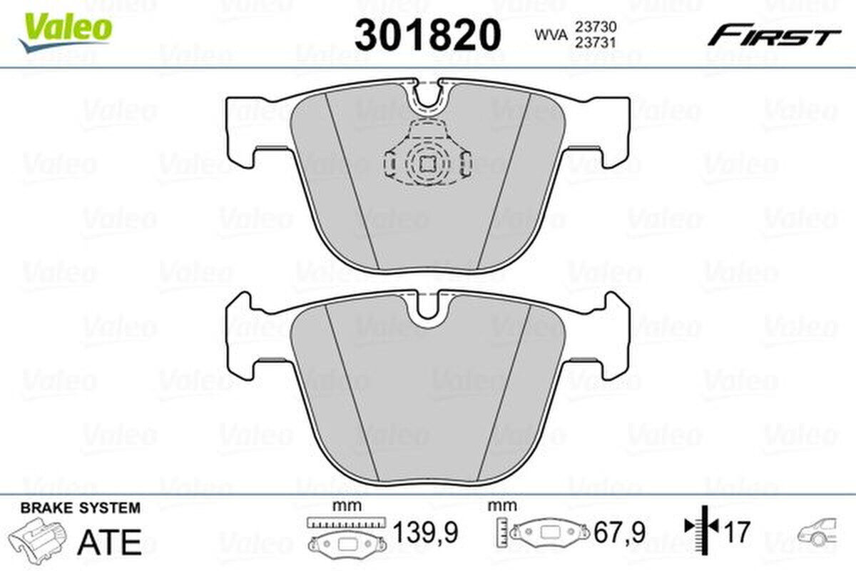Bremsbelagsatz Scheibenbremse hinten VALEO für BMW 5 (E60)