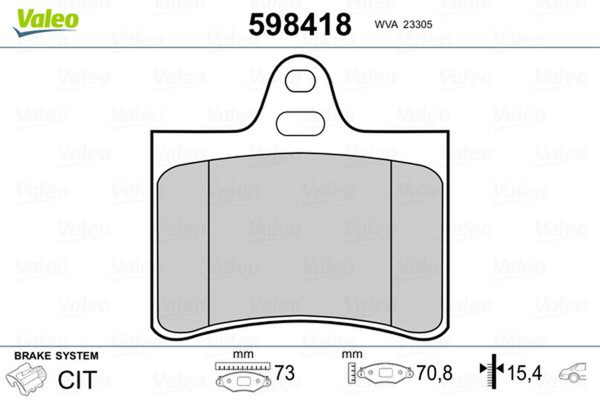 Bremsbelagsatz Scheibenbremse hinten VALEO für CITROËN C5 II