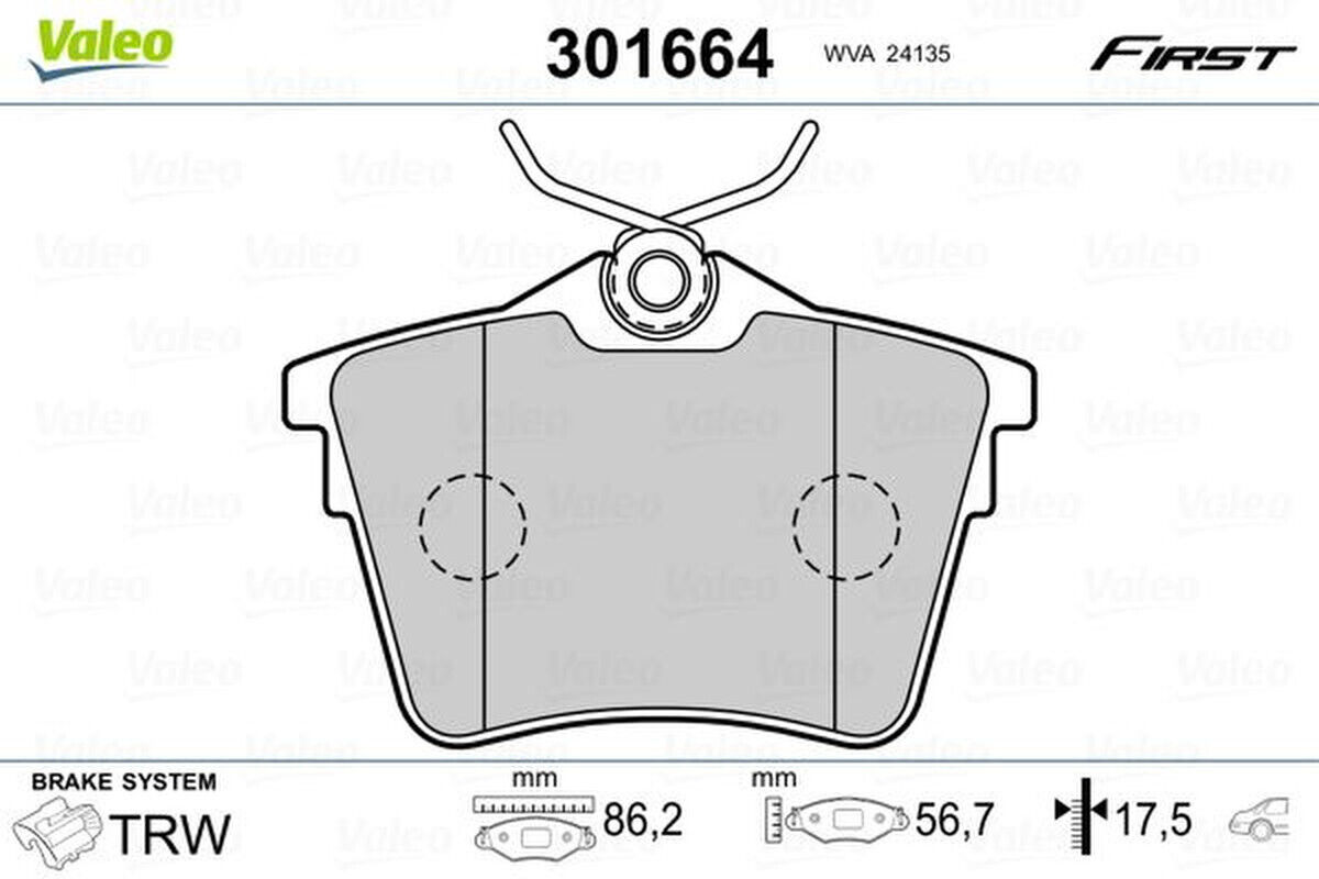 Bremsbelagsatz Scheibenbremse hinten VALEO für CITROËN C5 III