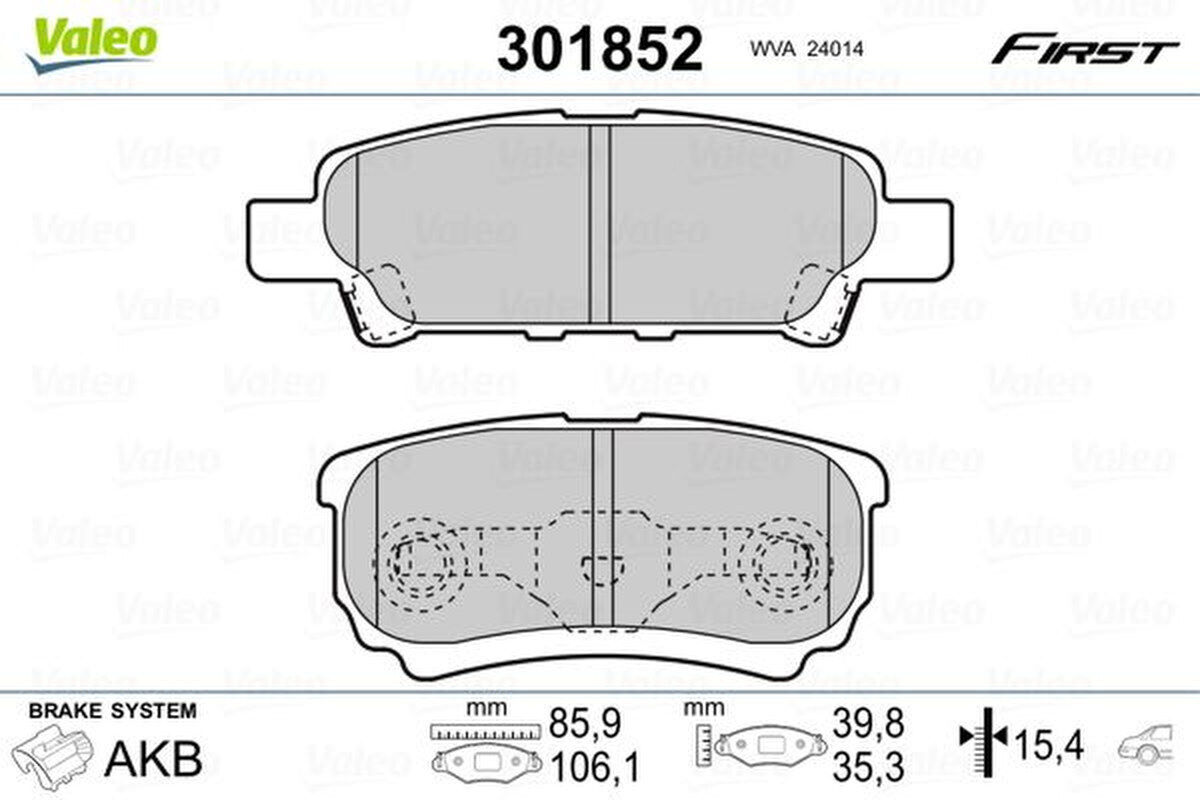 Bremsbelagsatz Scheibenbremse hinten VALEO für LANCER VIII