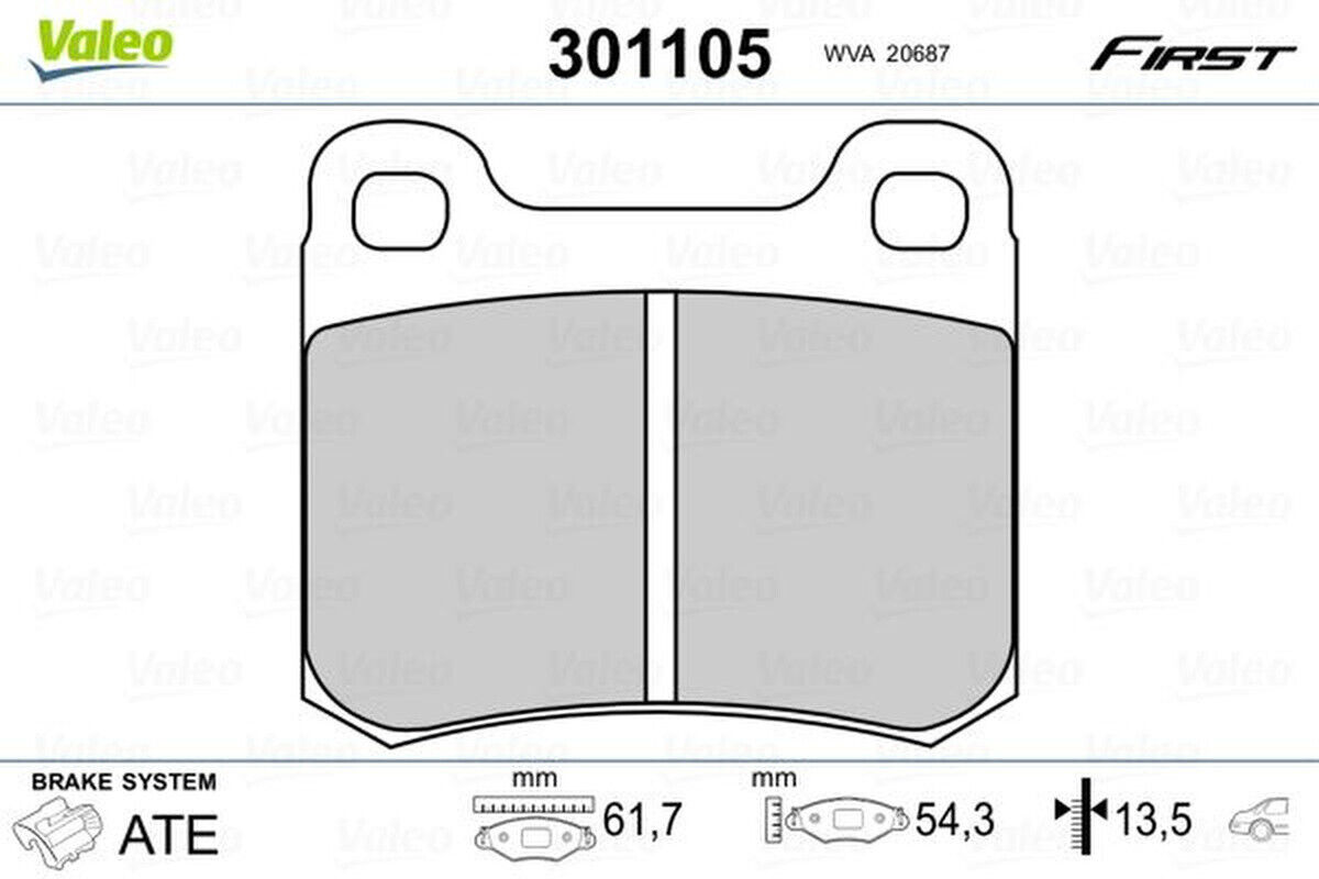 Bremsbelagsatz Scheibenbremse hinten VALEO für MERCEDES 190 (W201)