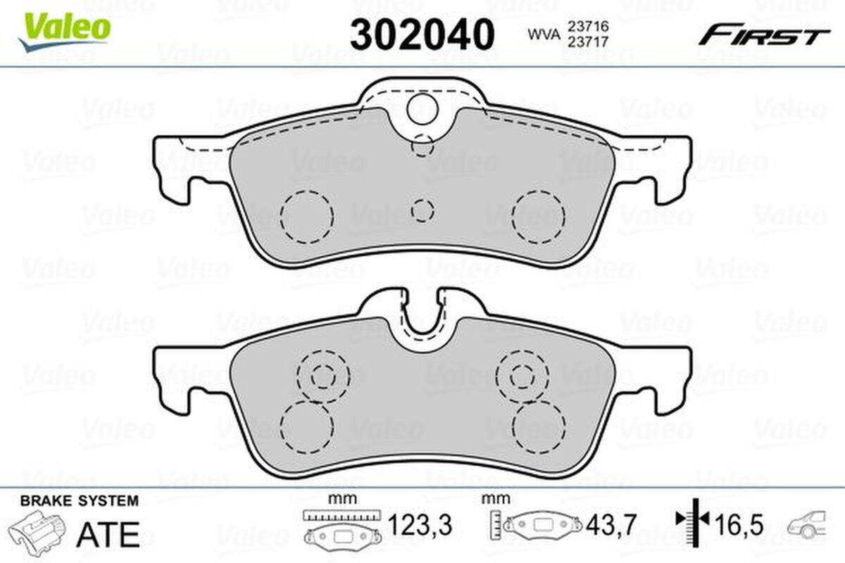 Bremsbelagsatz Scheibenbremse hinten VALEO für MINI (R50)