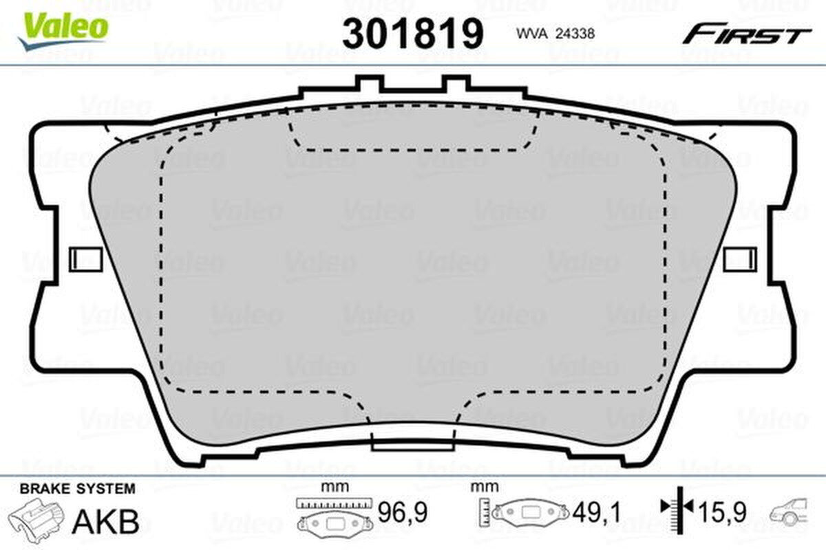 Bremsbelagsatz Scheibenbremse hinten VALEO für TOYOTA RAV 4