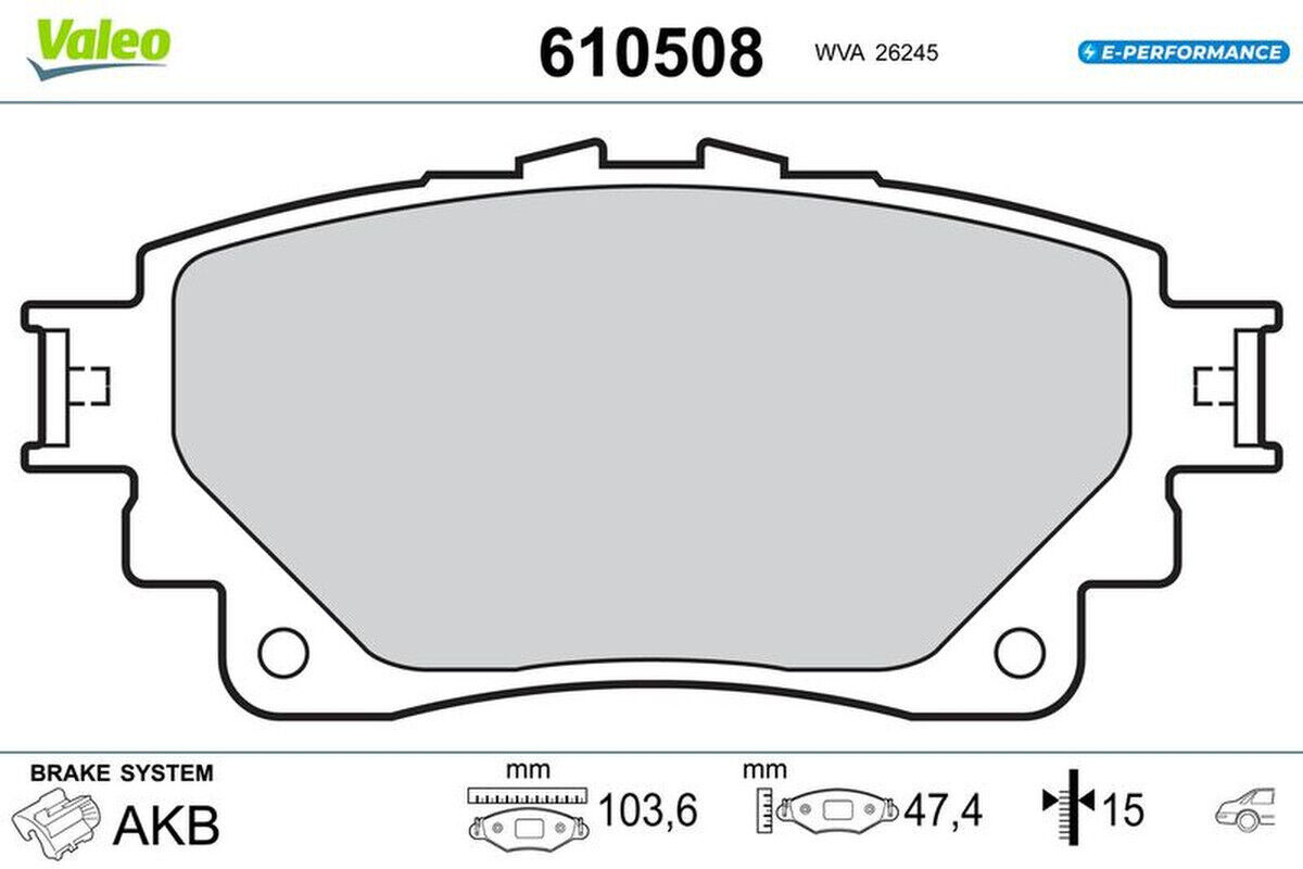 Bremsbelagsatz Scheibenbremse hinten VALEO für TOYOTA YARIS CROSS