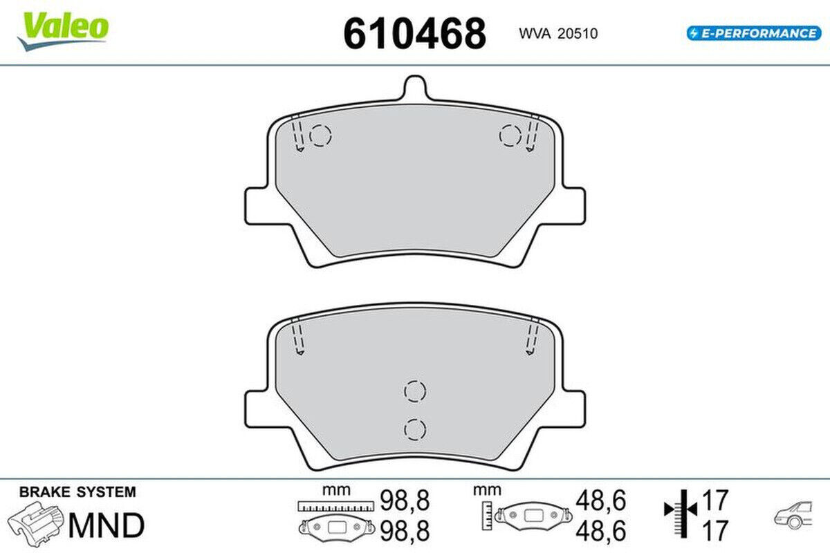 Bremsbelagsatz Scheibenbremse hinten VALEO für VOLVO XC40 (536)