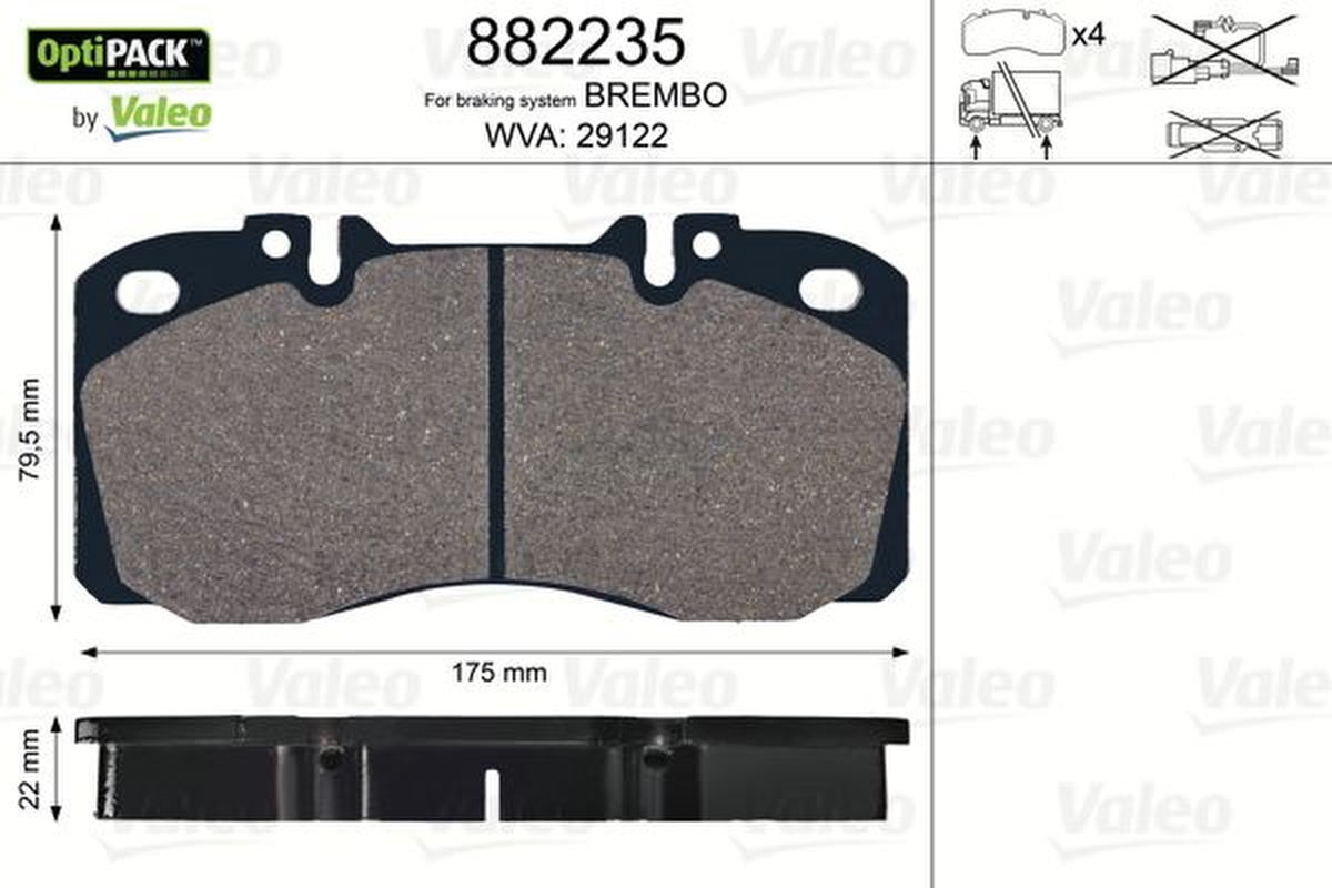 Bremsbelagsatz Scheibenbremse VALEO 882235