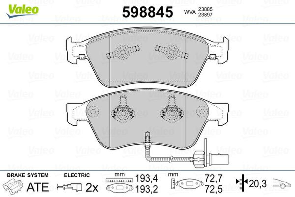 Bremsbelagsatz Scheibenbremse vorne elektrisch VALEO für AUDI A6 C6