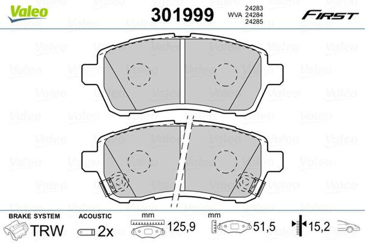 Bremsbelagsatz Scheibenbremse vorne mechanisch VALEO für DAIHATSU SIRION (M3_)