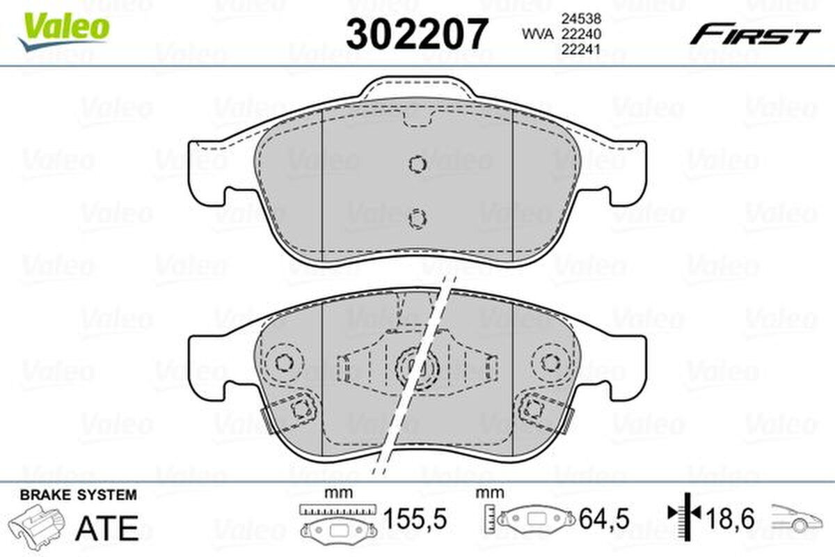 Bremsbelagsatz Scheibenbremse vorne mechanisch VALEO für FIAT 500X (334_)