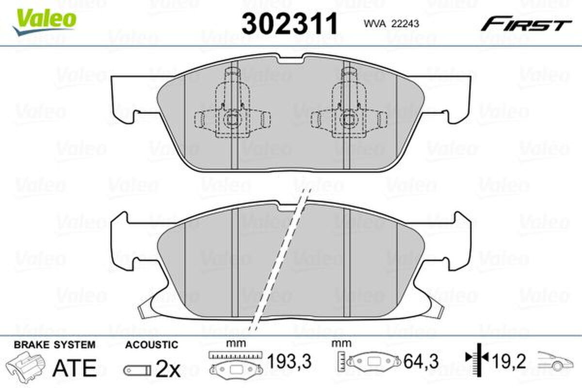 Bremsbelagsatz Scheibenbremse vorne mechanisch VALEO für FORD GALAXY III