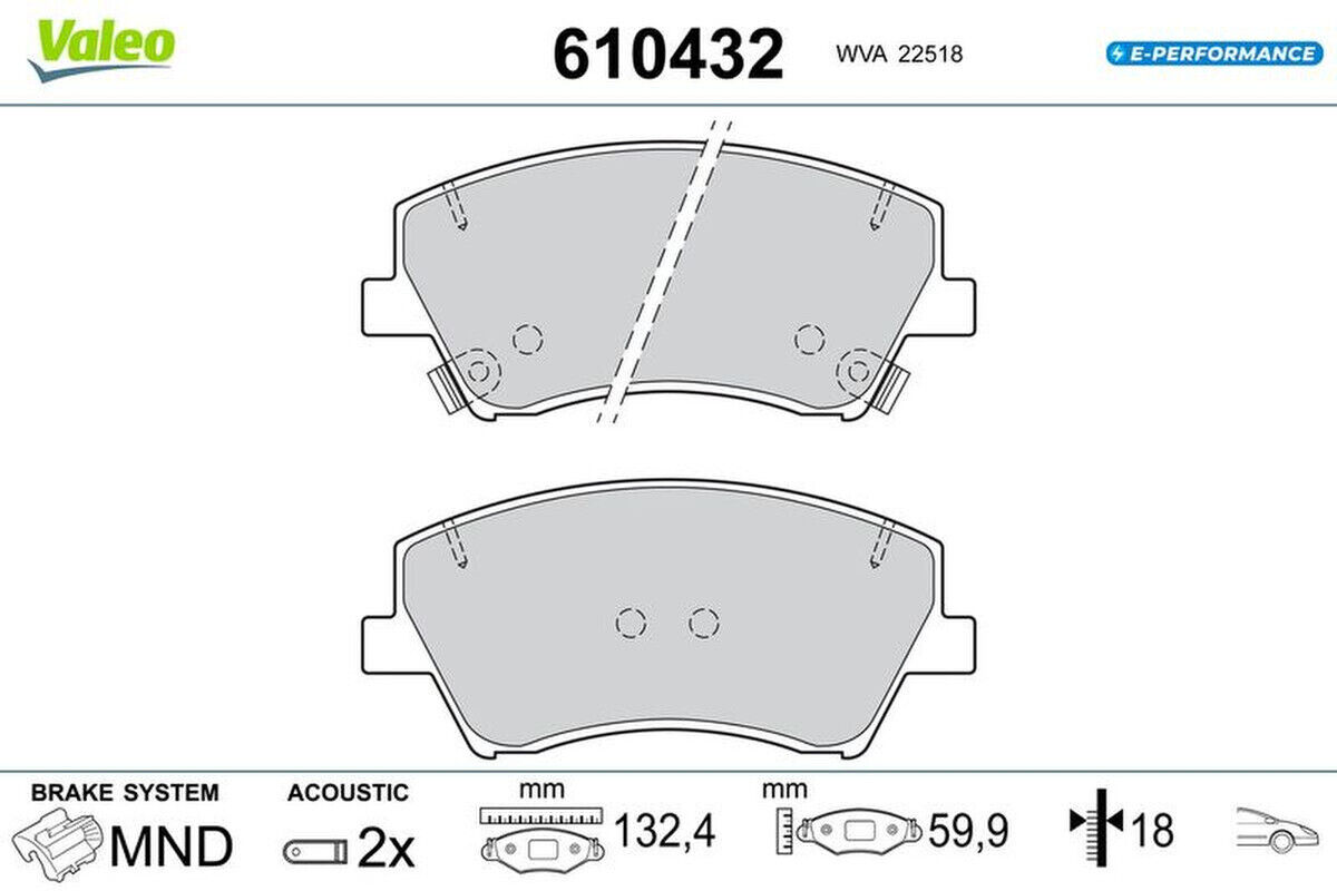 Bremsbelagsatz Scheibenbremse vorne mechanisch VALEO für IONIQ 5
